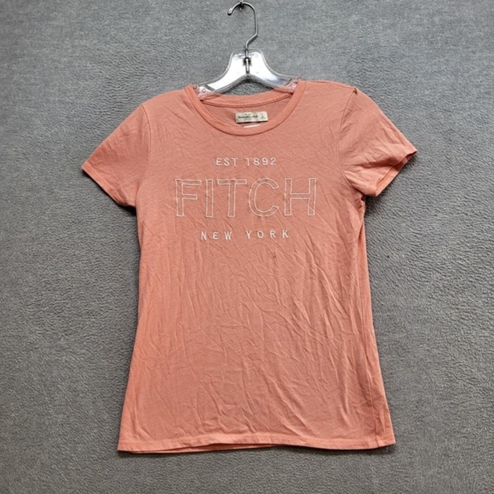 Abercrombie & Fitch Women Top Small Pink Shirt Logo Embroidered Y2K Tee